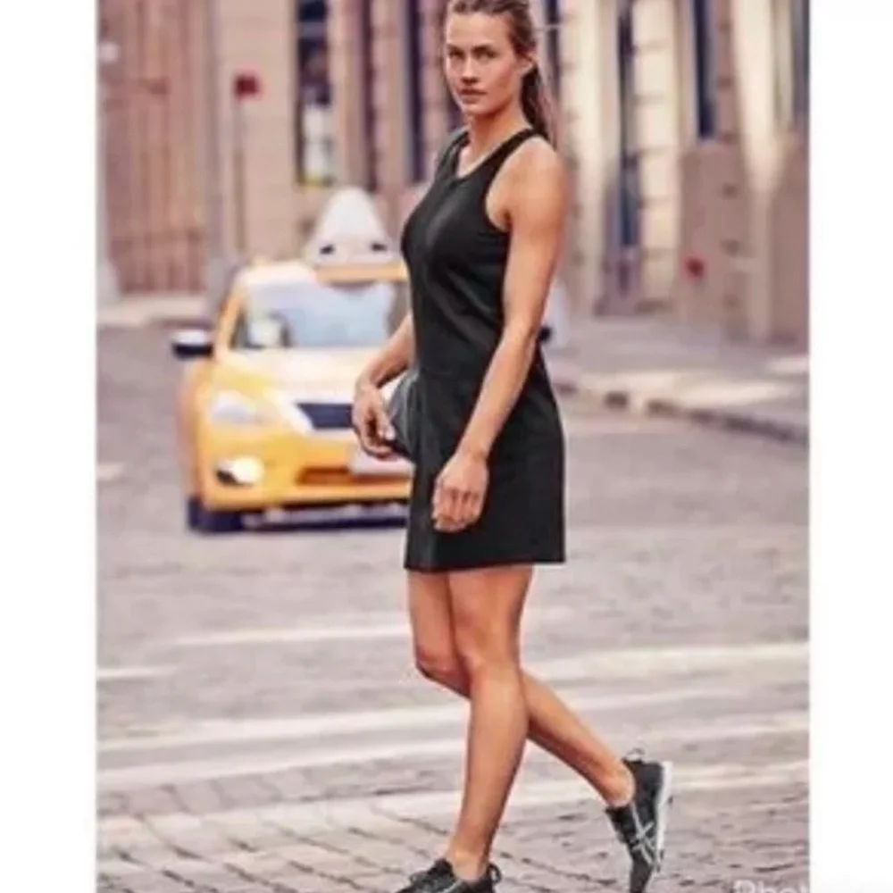 Athleta Black Whirlwind Shelf Bra Tank Dress Size Small EUC - Picture 3 of 12